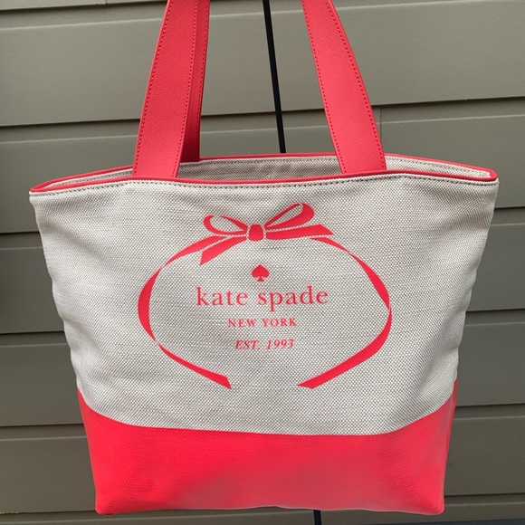 Kate Spade Summer Heritage Logo Dipped Canvas Tote - Picture 2 of 11